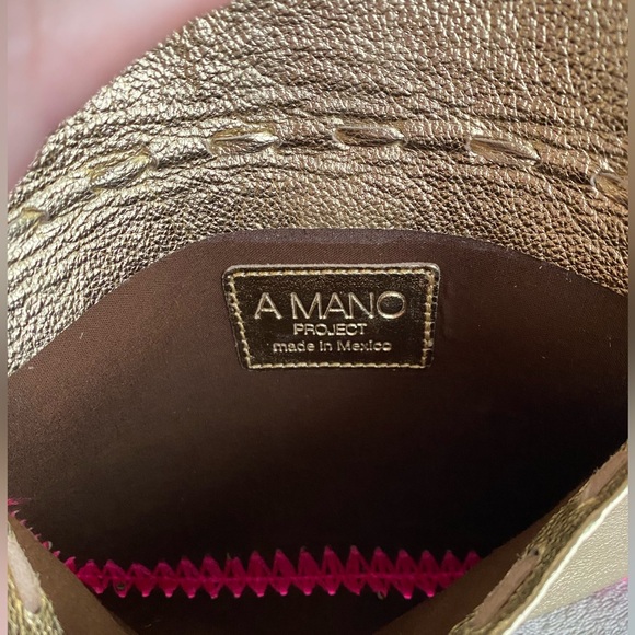 AMANO Project Metallic Gold w/ Pink thread and PomPom, Clutch Bag/Purse - Picture 3 of 3